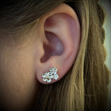 Forglemmigej ørestikker, 3 blomster samlet - sølv