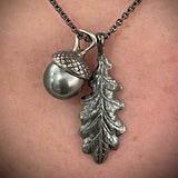 Agerntop håndgraveret oxyderet sølv m. gråblålig tahitiperle 11,5mm